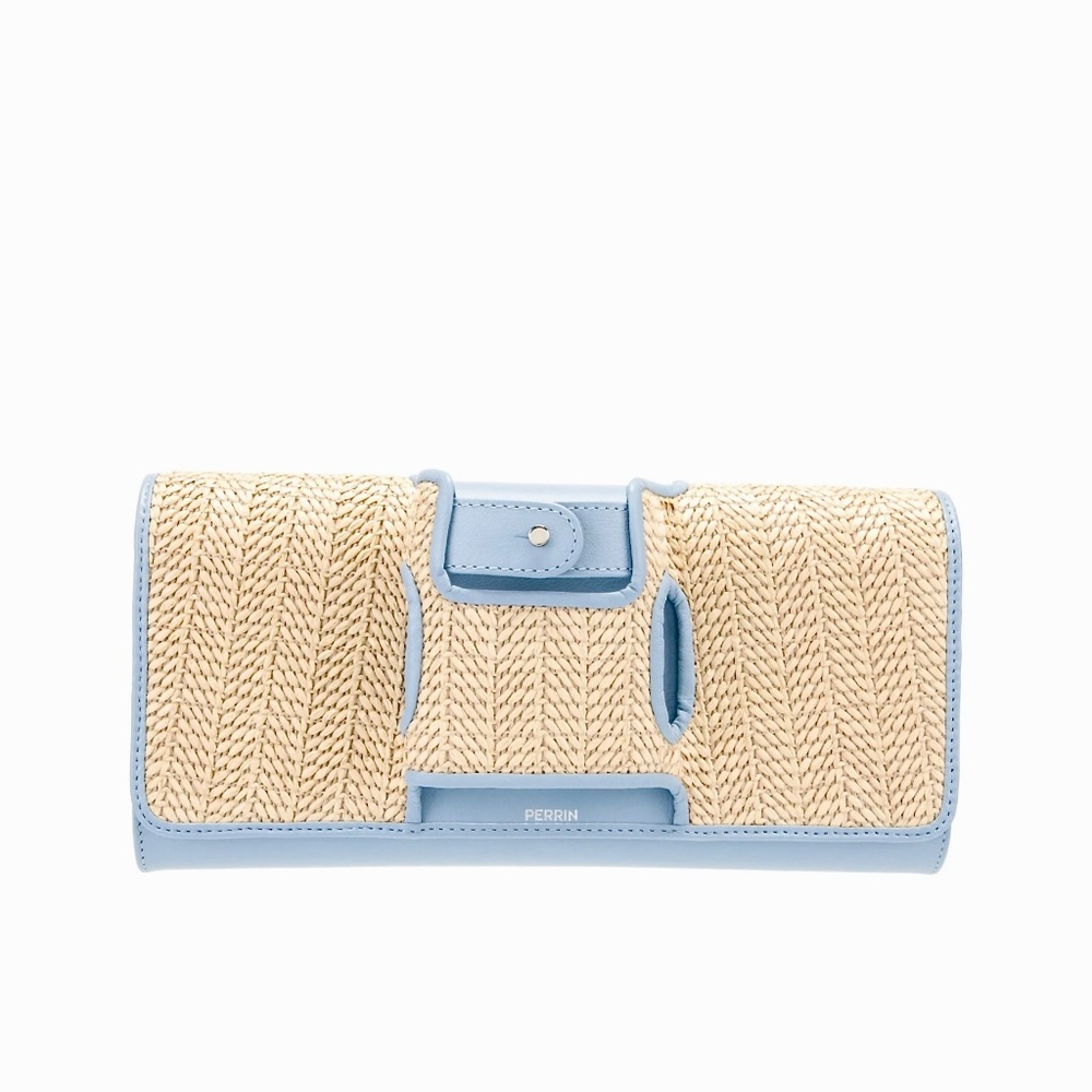 Perrin Paris La Capitale Raffia And Leather Glove Clutch New With Tags - Picture 4 of 8